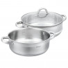 Klausberg KB 9072 Steamer, 3.5 L, 24 cm, 3-piece set, Simultaneous cooking on 2 levels, Measurement scale, 5-layer base, Induction, Stainless steel