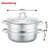 Klausberg KB 9072 Steamer, 3.5 L, 24 cm, 3-piece set, Simultaneous cooking on 2 levels, Measurement scale, 5-layer base, Induction, Stainless steel