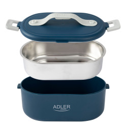 Adler AD 4522 elektromos ebéddoboz, 45 W, 0,8 l, max. 70 °C, rozsdamentes acél edény, hőszigetelő táska, kék