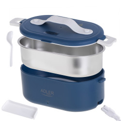 Електрическа кутия за обяд Adler AD 4522, 45W, 0.8 л, До 70C, Съд от неръждаема стомана, Термочанта, Син