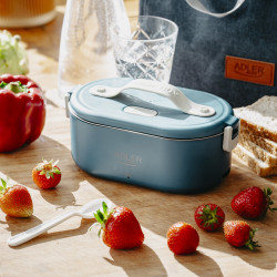 Електрическа кутия за обяд Adler AD 4522, 45W, 0.8 л, До 70C, Съд от неръждаема стомана, Термочанта, Син