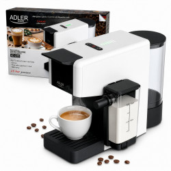 Mașină de espresso Adler AD 4391, 1400 W, 20 bar, 0,8 l, 8 accesorii, funcție de spumare, alb/negru