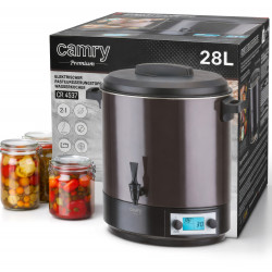 Camry CR 4537 elektromos pasztőröző edény, 2600 W, 28 l, LCD-kijelző, 30–100 °C, hőmegtartás, időzítő, rozsdamentes acél, antracit/fekete