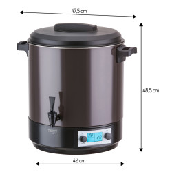 Camry CR 4537 elektromos pasztőröző edény, 2600 W, 28 l, LCD-kijelző, 30–100 °C, hőmegtartás, időzítő, rozsdamentes acél, antracit/fekete