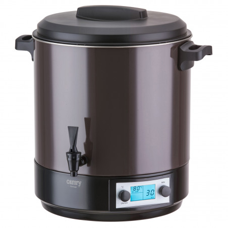 Camry CR 4537 elektromos pasztőröző edény, 2600 W, 28 l, LCD-kijelző, 30–100 °C, hőmegtartás, időzítő, rozsdamentes acél, antracit/fekete