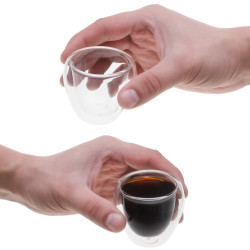 Set de 2 pahare de sticlă pentru espresso Camry CR 4427, reci la atingere, 72 ml, cu pereți dubli, -20 °C–100 °C, fără BPA, transparente