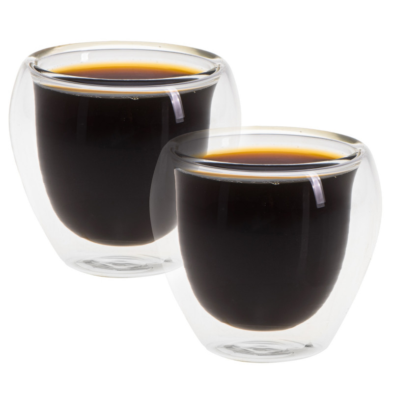 2 db-os Camry CR 4427 üveg eszpresszócsésze-készlet, érintésre hűvös, 72 ml, dupla falú, -20 °C–100 °C, BPA-mentes, átlátszó