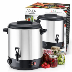 Електрически съд за пастьоризация и варене Adler AD 4538, 3000W, 28 л, 30-100°C, Поддържане на топлина, Светлинен индикатор, Инокс/черен