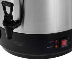 Adler AD 4538 elektromos pasztőröző és főzőedény, 3000 W, 28 l, 30–100 °C, hőmegtartás, fényjelző, rozsdamentes acél/fekete
