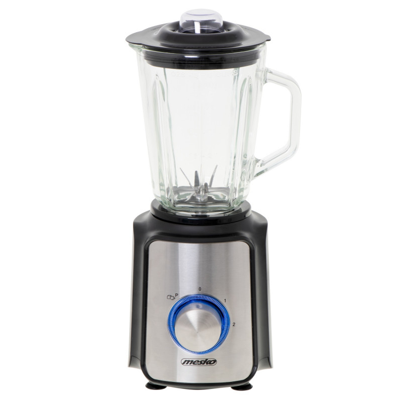 Blender Mesko MS 4080, 1200 W, 1,5 l, 21 000 rpm, 6 lame, 2 viteze + funcție puls, capac cu orificiu, inox/negru