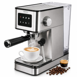 Aparat de espresso 7-în-1 Camry CR 4389, 1200 W, 20 bar, 1,7 l, control PID, panou LCD tactil, încălzire cești, extracție la rece, oțel inoxidabil