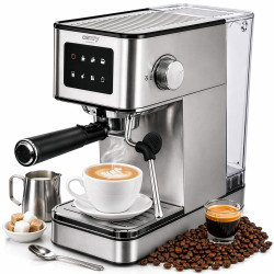 Aparat de espresso 7-în-1 Camry CR 4389, 1200 W, 20 bar, 1,7 l, control PID, panou LCD tactil, încălzire cești, extracție la rece, oțel inoxidabil