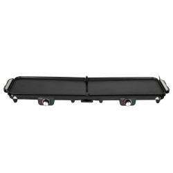 Двойна сгъваема електрическа скара Adler AD 6617, 3000W, Отваряне на 180°, 96х26 см, Незалепващи плочи, 2 термостата, Тавичка за мазнина, Черен