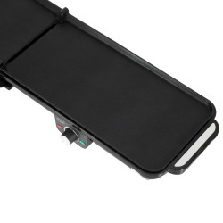 Adler AD 6617 összecsukható kettős elektromos grill, 3000 W, 180°-os kinyitás, 96×26 cm, tapadásmentes sütőlapok, 2 termosztát, zsírfogó tálca, fekete