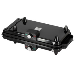 Adler AD 6617 Foldable Double Electric Grill, 3000W, 180° Opening, 96 x 26 cm, Nonstick Grates, 2 Thermostats, Drip Pan, Black