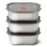 Black+Blum Meal Prep Food Container Set FBSS-BX-PACK2, 3 x 900 mL, Rectangular, Oven-Safe, BPA-Free, Stainless Steel, Gray