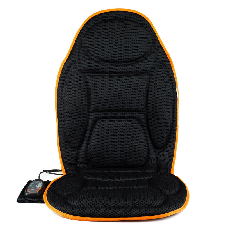 Масажна възглавница/седалка Medivon Cosy Mesh, 12W, 4 зони, 5 режима, Затопляне, Таймер, Дистанционно, Черен/оранжев