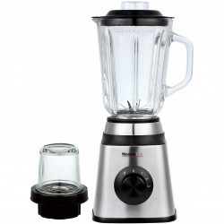 NostroLux NL51162C 2-in-1 Blender, 1000W, 1.5 L, 3 speeds + pulse, Safety features, 6 blades, Grinder attachment, Stainless steel/black