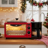 NostroLux NL51441G 3-in-1 Breakfast Appliance, 1050W, 9 L, Grill, Coffee Maker, Timer, Air Circulation, Red/Black