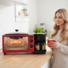 NostroLux NL51441G 3-in-1 Breakfast Appliance, 1050W, 9 L, Grill, Coffee Maker, Timer, Air Circulation, Red/Black