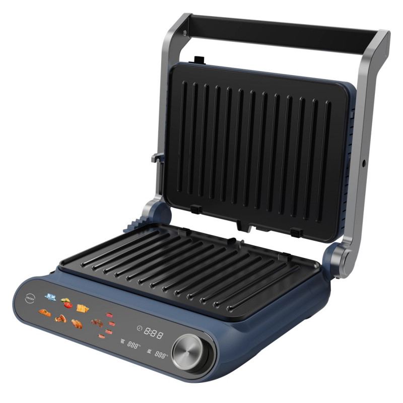 Nostro Lux NL51442P Contact Grill, 2200W, Touchscreen Display, Nonstick, Removable Plates, 180° Opening, Blue