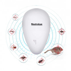 NostroLux NL51771A Pest Repeller, 5W, Up to 75 m², Ultrasonic, Child-Safe, White