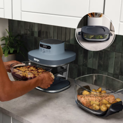 Ninja CRISPi Pro AS101EUCY Hot Air Fryer, 2050W, 2.3 + 5.7 L, 26–240°C, Max Crisp, Ceramic Plates, PFAS-Free, Dark blue/gray