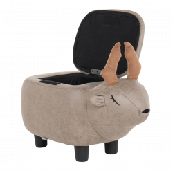 Детска табуретка с ракла - елен Carmen 3530959, 61х34х34 см, Дамаска, Сив