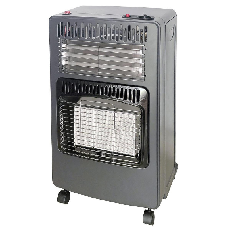 Печка за отопление газ+електричество Elite EGERH-1219, 4200W, 30 mbar, 3 степени, Инфрачервени плочи, G30/G31, Анализатор, Защита при липса на пламък, Сребрист