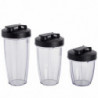 Crown CTB-1000 turmixgép, 300 W, 4 penge, 3 fedeles pohár – 300/480/540 ml, Pulse funkció, fekete