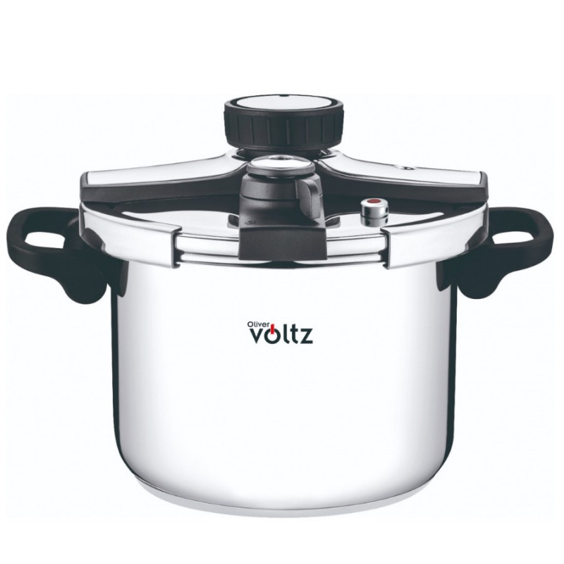 Тенджера под налягане Oliver Voltz OV51311C7, 7 л, 100 kPa, Два капака, Сгъваеми дръжки, Индукция, Инокс