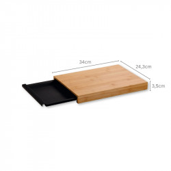 Kesper 58358 Bamboo Cutting Board with Removable Drip Tray, 35.7 x 23.7 cm, Brown/Black