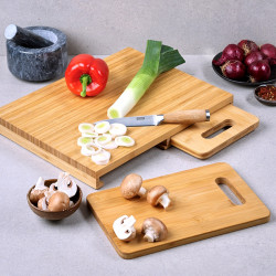 3 darabos Kesper 58360 vágódeszka-készlet, 39,2 x 30 cm, bambusz, barna