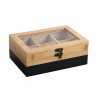 Kesper 58940 teazsák-tároló doboz, 6 rekesz, 21,6 x 15 x 8,5 cm, bambusz, barna/fekete
