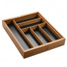 Organizator din bambus pentru tacâmuri Kesper 59085, extensibil 35-58 cm, 6+2 compartimente, maro închis