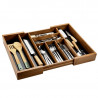 Organizator din bambus pentru tacâmuri Kesper 59085, extensibil 35-58 cm, 6+2 compartimente, maro închis