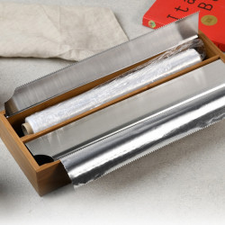Dispenser pentru folie de aluminiu Kesper 59044, role de pana la 30 cm, lame de taiere din otel, bambus, maro inchis