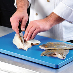 Kesper 30152 professzionális hal- és tengeri ételek vágódeszka, HACCP-szabvány, Gastronorm 1/1, 95 °C-ig hőálló, csúszásgátló lábak, a pengéket kímélő felület, kék