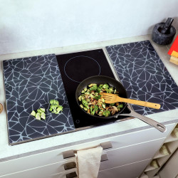 Set 2 protectii pentru blat Kesper 37535, 50 x 28,5 cm, sticla, negru/mozaic