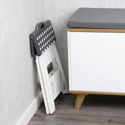 Kesper 70732 Folding Stool/Step Stool, 32 x 30 cm, Plastic, White/Gray