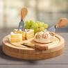 Kesper 58642 Cheese Cutting and Serving Board Set with Utensils, 23 cm, 5 pieces, Built-in Utensil Compartment, Bamboo, Natural