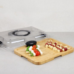 Kesper 58630 Serving Tray with Lid, 29 x 37 cm, Handle, Bamboo, Natural