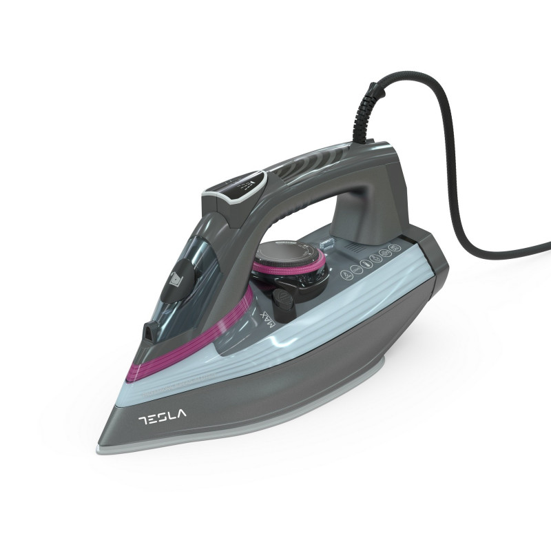 Használt: Vasalóvasaló Tesla IR400GP, 3100 W, kerámialap, gőz 135 g/perc, 380 ml, öntisztító, szürke