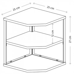 Raft de colt Kesper 27833, MDF, 3 niveluri, 28 x 26 cm, pana la 10 kg, Negru/imitatie de lemn