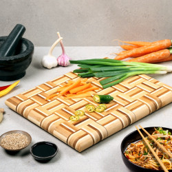Kesper 58367 Cutting and Serving Board, 30 x 40 cm, Bamboo, Blade-Friendly Surface, Brown/Mosaic