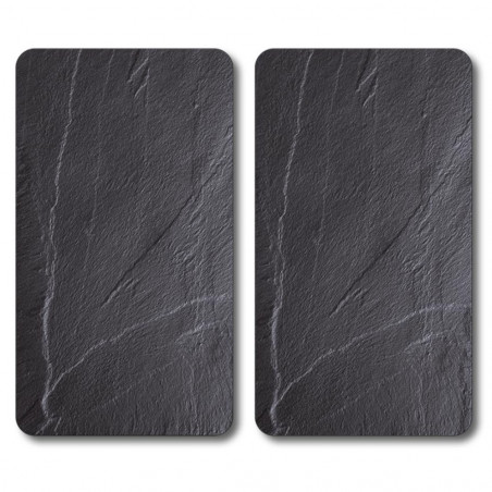 Set de 2 placi de protectie pentru plite/blat Kesper 37523, 50 x 28,5 cm, Sticla, Negru