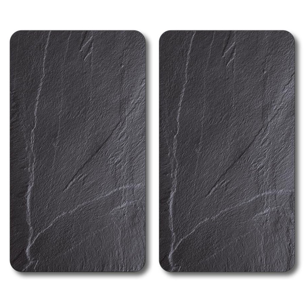 Set de 2 placi de protectie pentru plite/blat Kesper 37523, 50 x 28,5 cm, Sticla, Negru