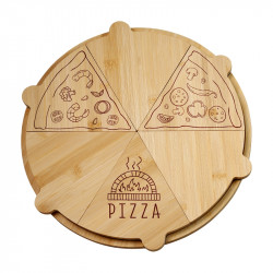 Kesper 58468 kerek pizzatálca, bambusz, 36 cm, 6 rekesz, barna