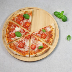 Kesper 58468 kerek pizzatálca, bambusz, 36 cm, 6 rekesz, barna
