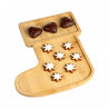 Kesper 94072 Bamboo Serving Board in the Shape of a Christmas Stocking, 2 Compartments, 30.5 cm, Brown